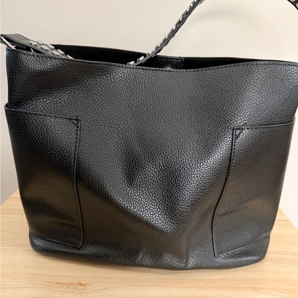 Elegant Black Leather Tote Bag